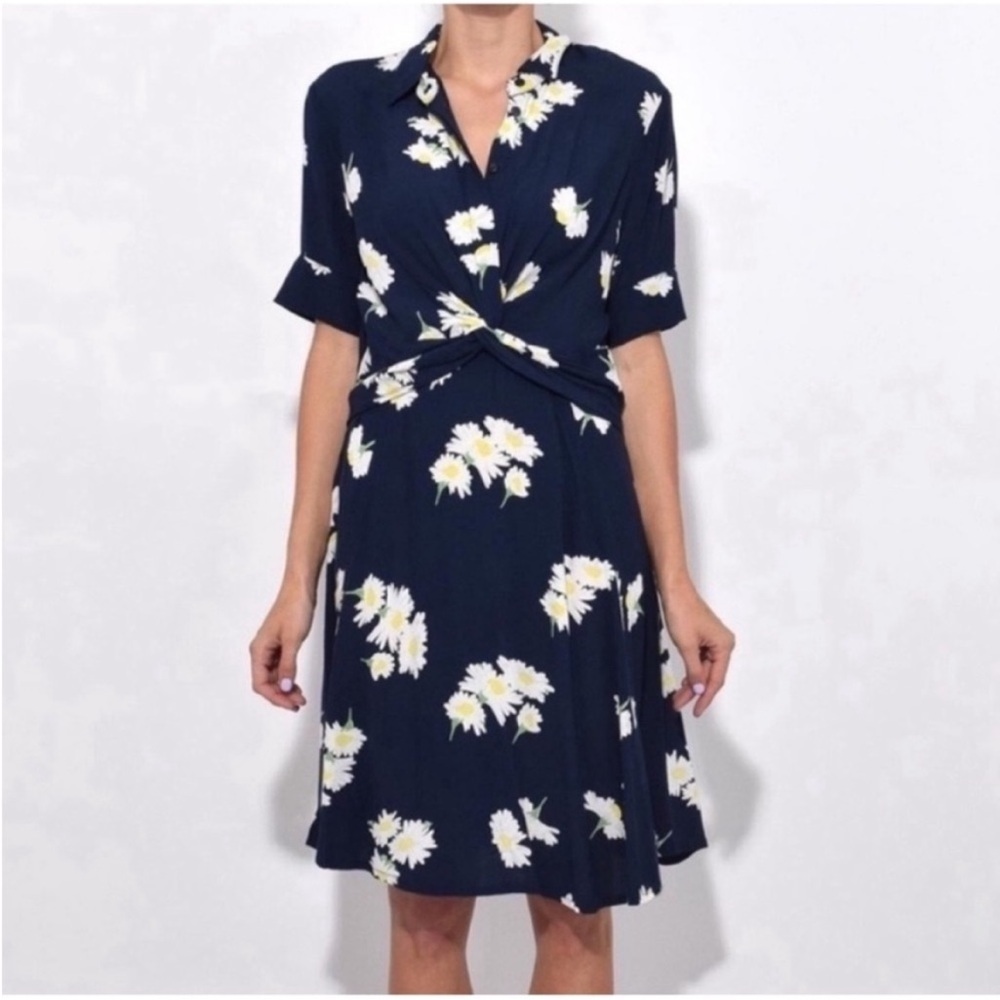Ganni Silvery Crepe Twist Dress in Total Eclipse